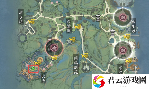 天涯明月刀手游东越天香弟子在哪里