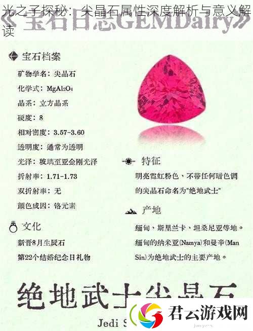 光之子探秘：尖晶石属性深度解析与意义解读